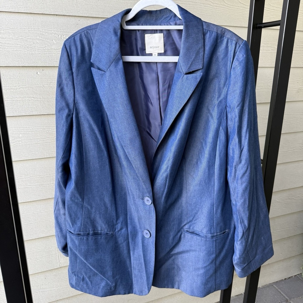 Sejour Women's Blazer Jacket Pockets 2 Button Closure Office Corporate Size 18W